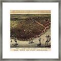 Antique Map Of New Orleans By Currier And Ives - Circa 1885 Framed Print