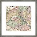 Antique Map Of Paris France By Delagrave - 1878 Framed Print