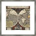 Antique Map Of The World By Jodocus Hondius - Circa 1565 Framed Print