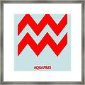 Aquarius Zodiac Sign Red Framed Print