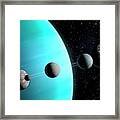 Artwork Comparing The Moons Of Uranus Framed Print