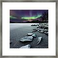Aurora Borealis Over Sandvannet Lake Framed Print