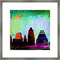 Austin Texas Skyline Watercolor Framed Print