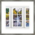 Autumn Creek White Picture Window Frame View Framed Print