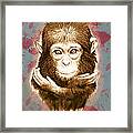 Baby Monkey - Stylised Drawing Art Poster Framed Print