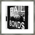 Bail Bonds Open Sign In A Window Las Vegas Nevada Usa Framed Print