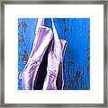 Ballet Shoes On Blue Wall Framed Print