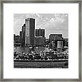 Baltimore Harbor Skyline Panorama Bw Framed Print