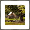 Barn And Stone Wall Framed Print