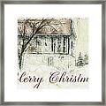 Barn In Snow Christmas Card Framed Print