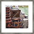Barrels On The Pier Framed Print