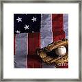 Baseball And American Flag Framed Print