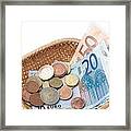 Basket With Coins And Banknotes Framed Print