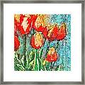 Batik Tulips Framed Print