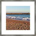 Beach And Pier In Estoril Framed Print