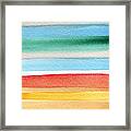 Beach Blanket- Colorful Abstract Painting Framed Print