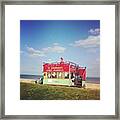 #beach #bus #tour #england Framed Print