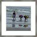 Beach Combing At The Pacific Ocean Framed Print