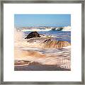 Beach Waves Smoothly Flowing Over The Rocks Fine Art Photography Print Framed Print