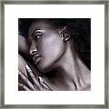 Beautiful Black Woman Face With Shiny Silver Skin Framed Print