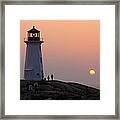 Beautiful Peggy's Cove Lighthouse Sunset Framed Print