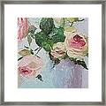 Beautiful Roses Oil Palette Knife Painting Framed Print