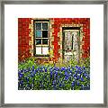 Beauty And The Door - Texas Bluebonnets Wildflowers Landscape Door Flowers Framed Print