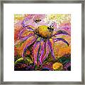 Bees On Purple Coneflower Blossoms Framed Print