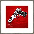 Beretta 92fs Inox Over Red Leather Framed Print