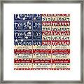 Betsy Ross American Flag Michigan License Plate Recycled Art On Red Board Framed Print