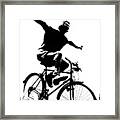 Bicycle - Black And White Pixels Framed Print