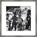 Bicycle Riders In Parade On The Fourth Of July At Vale Oregon Framed Print