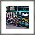 Bike At Subway Entrance Framed Print