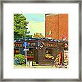 Biking With Baby On Board Bank St Bistro Pattys Pub The Glebe Streetscene Paintings Ottawa Cspandau Framed Print