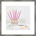Birthday Candles On Cupcake Framed Print