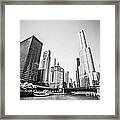 Black And White Picture Of Downtown Chicago Framed Print