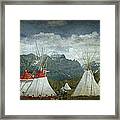 Blackfoot Camp At A Summer Powwow At St. Mary By Glacier National Park Framed Print