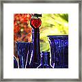 Blue Bottles In Autumn Framed Print