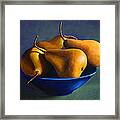 Blue Bowl With Four Pears Framed Print