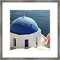 Santorini, Greece - Blue-domed Church Framed Print