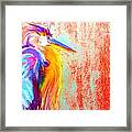 Funky Blue Heron Bird Framed Print