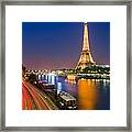 Blue Hour In Paris With The Eiffeltower Framed Print