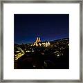 Blue Hour Of The Chateau And Collegiale Of Neuchatel Switzerland Framed Print