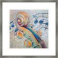 Blue Notes - Cello Scroll In Blues Framed Print