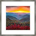 Blue Ridge Parkway Autumn Sunset Nc - Rapture Framed Print