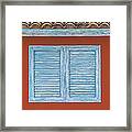 Blue Window Shutter Of Aruba Framed Print