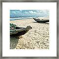 Boats At Da Nang Beach Framed Print