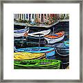 Boats In Front Of The Buildings Ii Framed Print