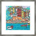 Boats In Front Of The Buildings X Framed Print