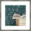 Books And Chalkboard Framed Print